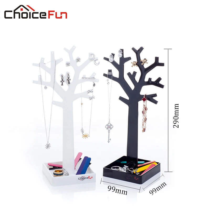 Выбор забавная Мода Белый Черный Дерево формы украшения для хранения ювелирных