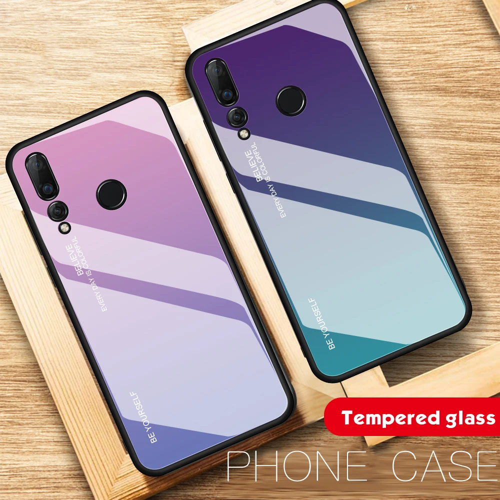 Градиент закаленное Стекло чехол для huawei P30 P20 lite рro Коврики 10 20 pro Honor 9 P Smart 2019 8X Nova