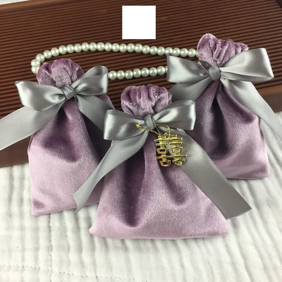 10 шт. фиолетовый бархат фабричное производство для украшения свадебных конфет