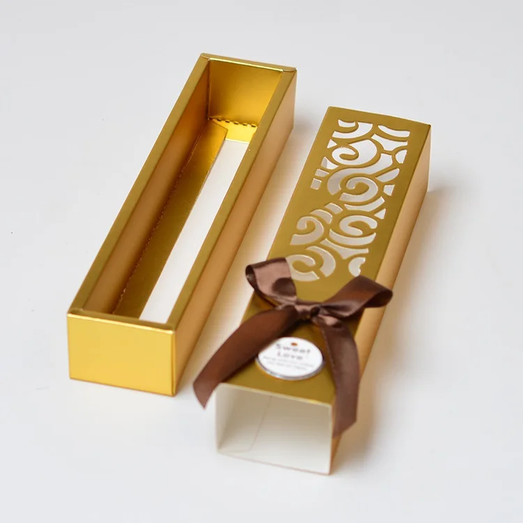 100 шт. коробка с вырезами для шоколада бантом длинная бумажная макарон свадебные