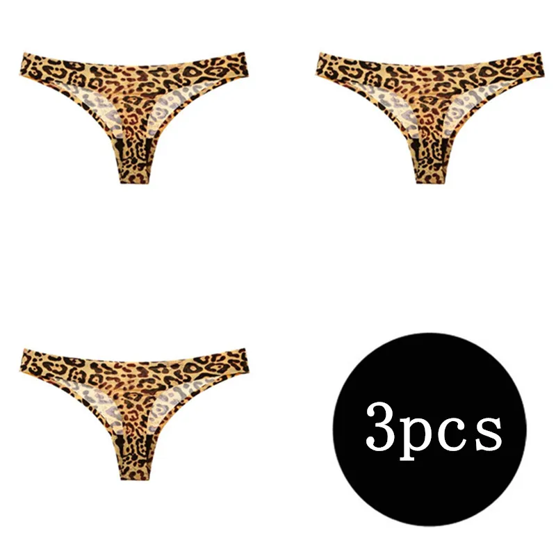 Yellow Leopard 3 шт., хит, женское сексуальное бесшовное нижнее белье, трусики, стринги, женские трусы, Calcinha, нижнее белье, хлопчатобумажные трусики танга, стринги для женщин, трусики - Цвет: Yellow Leopard