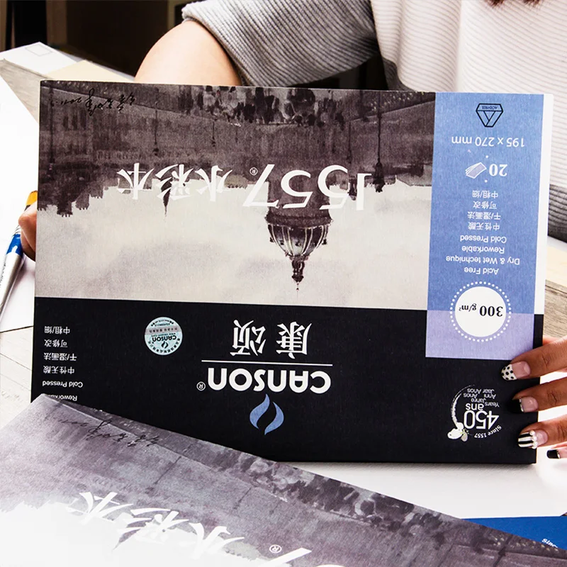 

CANSON 16K/32K 20Sheets 300Gms Professional WaterColor Paper Painting Hand Painted Water color Book Creative Art Supplies