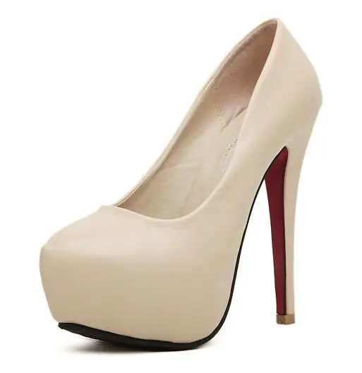 Fashion nude pumps 14cm high-heeled pumps platform Round toe nude pumps  platform high heels red bottom sole Pumps platform heels - купить по  выгодной цене | AliExpress