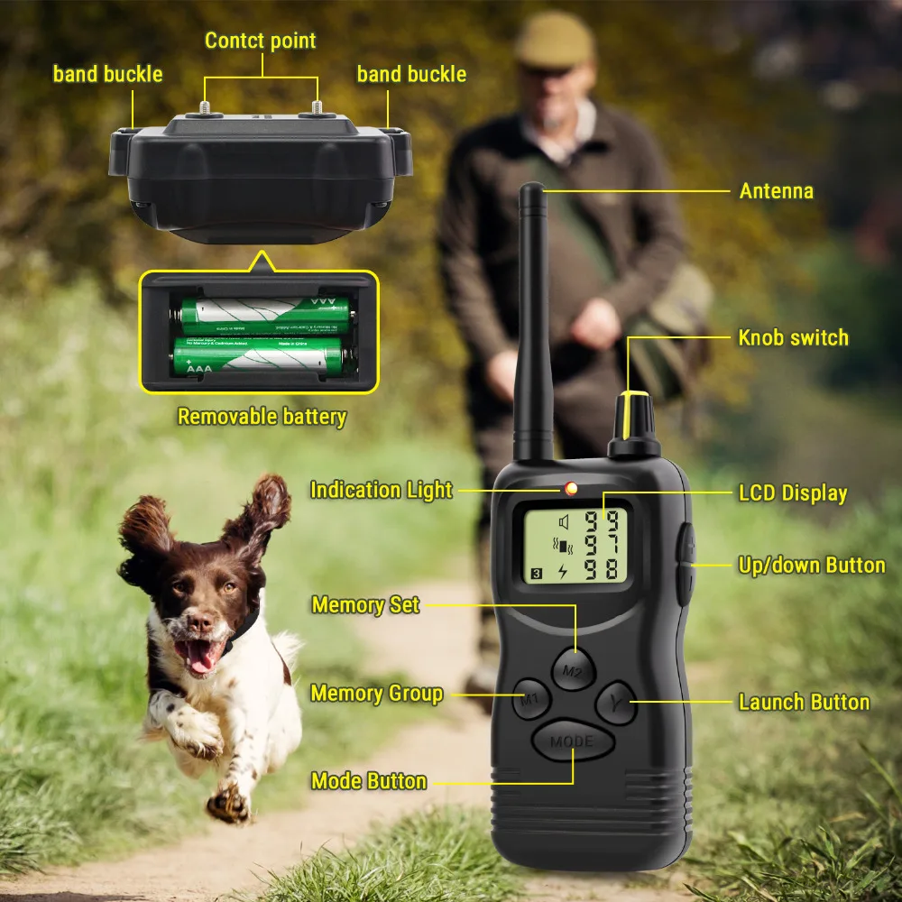 Электронный ошейник для дрессировки собак Petrainer 900 1 1000 м с пультом ДУ|control dog training