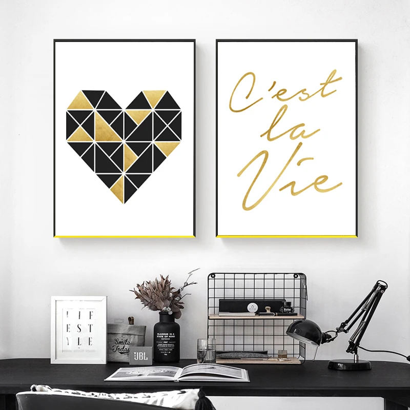 Скандинавская Картина на холсте геометрические сердца Вдохновляющие постеры с
