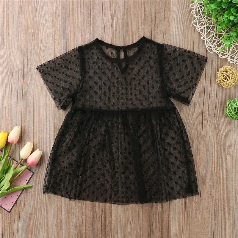 Toddler Kid Baby Girls Solid Transparent Blouse Dress Tops Babies Tulle Tutu Dresses Outfits Clothes | Детская одежда и обувь