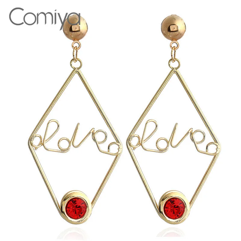 Comiya Crystal Drop Earrings For Women Vintage Accessories Hollow Out Alloy Geometric Jewelry Brincos Para As Mulheres Earring | Украшения