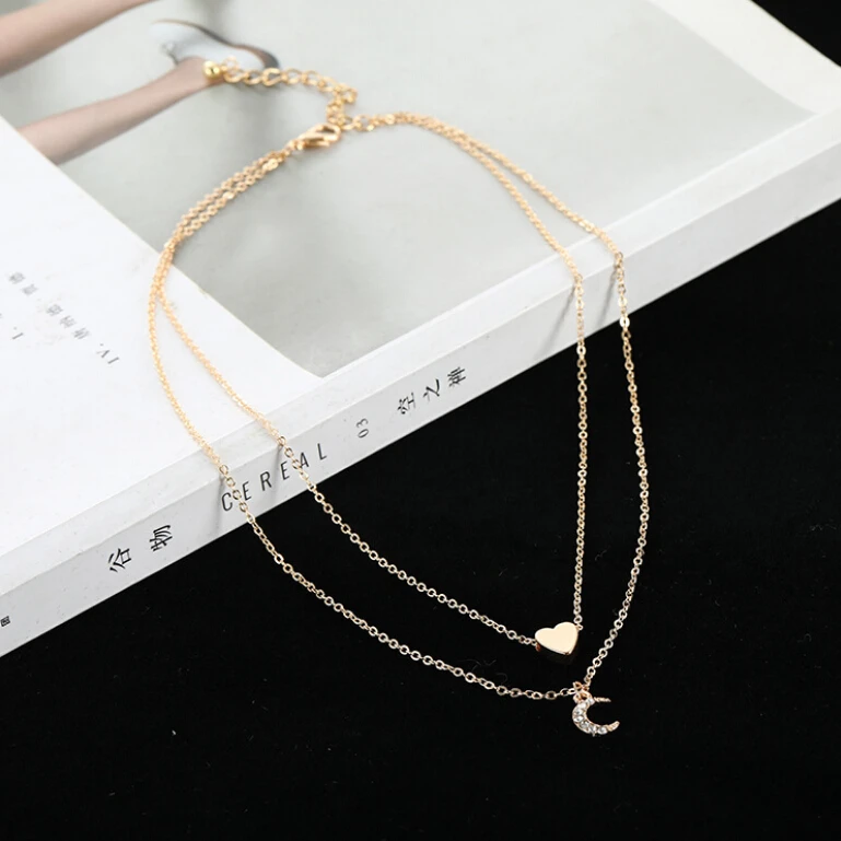 Новая Европейская и американская мода многослойное ожерелье с подвеской love moon