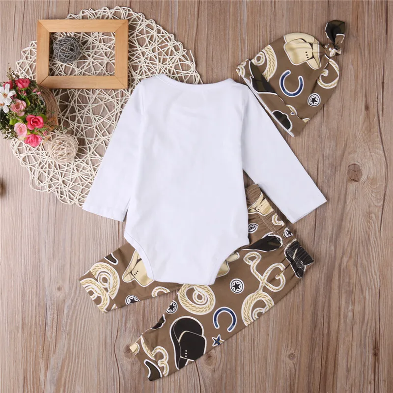 Комбинезон для новорожденных мальчиков и девочек с ковбойскими буквами брюки