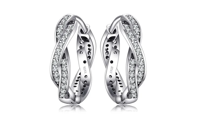 Jewelrypalace стерлингового серебра 925 серьги фианит бесконечность любви вмешался линии Красивые свадебные украшения