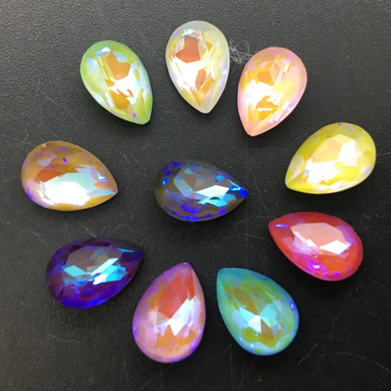 TopStone Tiny Mocha AB Color K9 Crystal Drop Rhinestone 7x10mm Gass Pointback Droplet fancy stone Nail Art Gems | Дом и сад