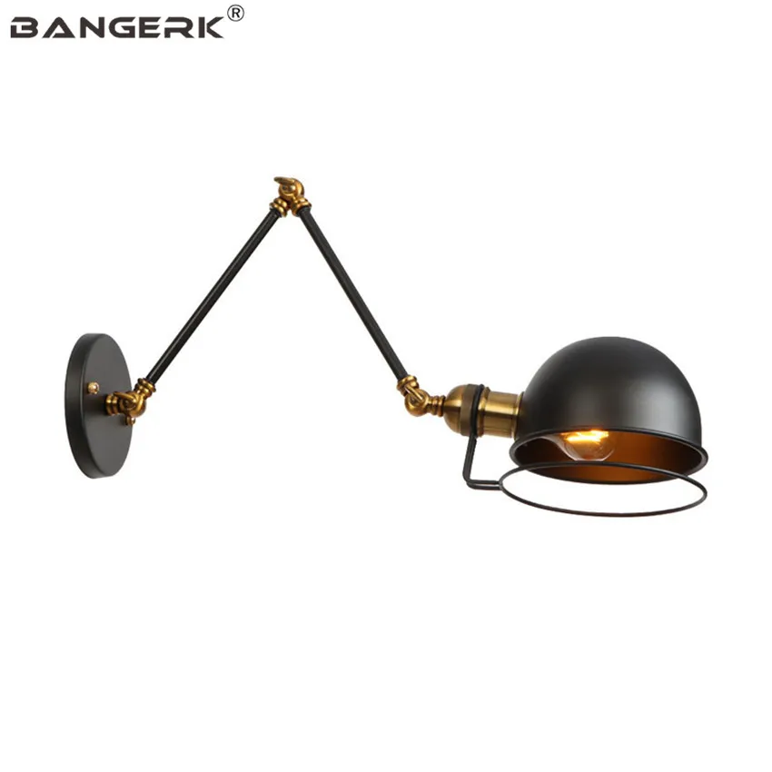 

RH Industrial Vintage Sconce Wall Lights Fixtures Long Arm LED Wall Lamp Loft Telescopic Folding Black Iron Home Decor Lamps