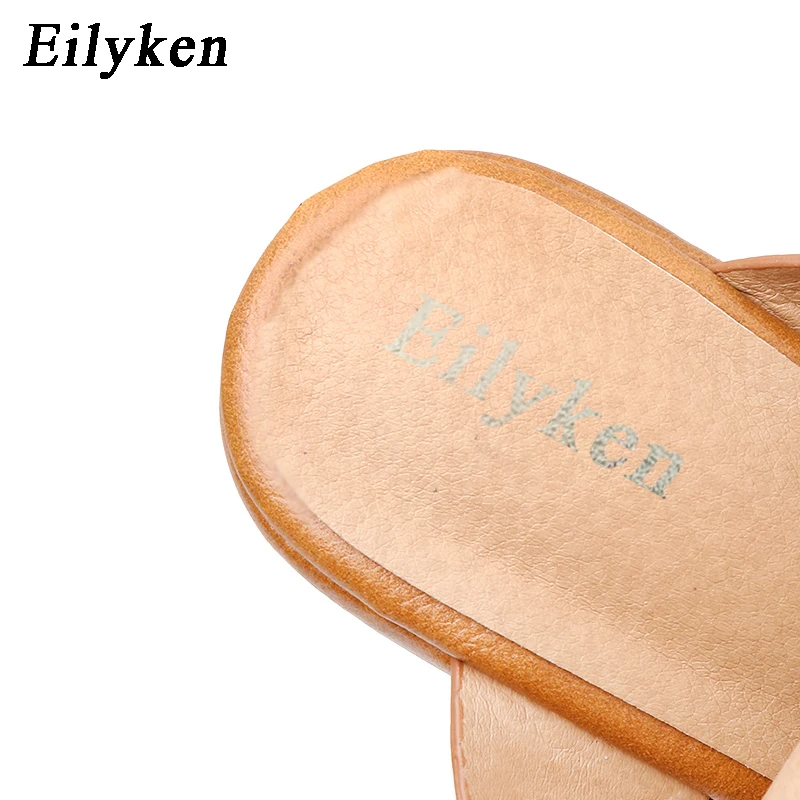 Eilyken/летние коричневые женские босоножки на платформе из искусственной кожи; удобные женские босоножки на танкетке с открытым носком и ремешком с пряжкой; Размеры 35-42