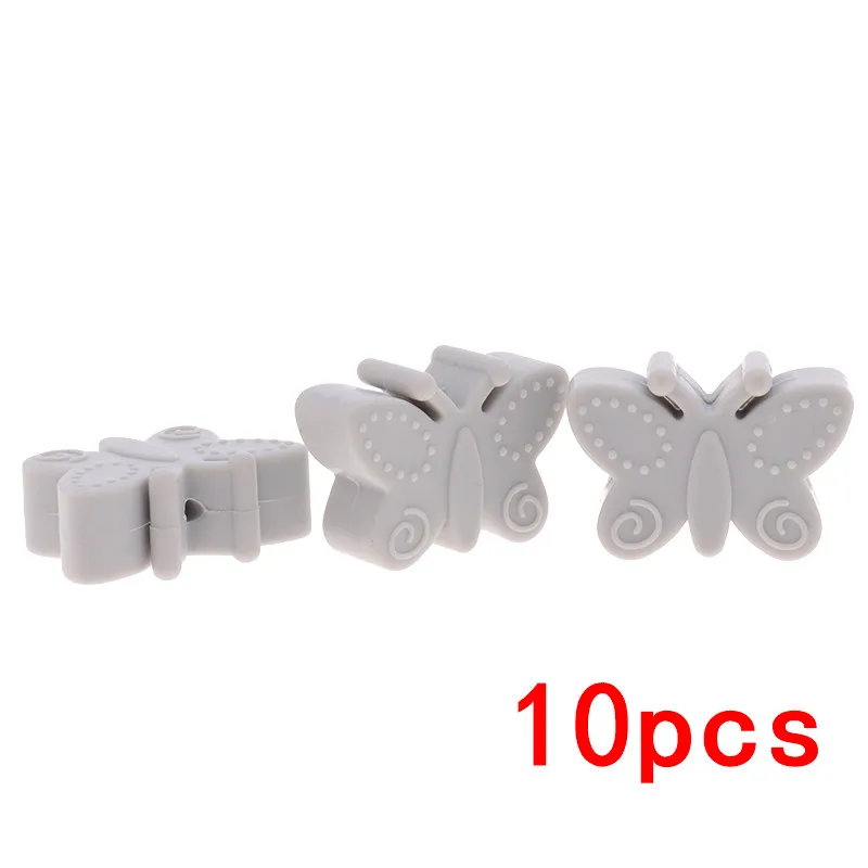 Light gray71 Силиконовые Бусины, цветок, 10 шт., Детские Прорезыватели для зубов, бусины для кормления, бабочки, bpa, бесплатные прорезыватели, силиконовый детский спасательный круг, diy адаптер для соски - Цвет: Light gray71
