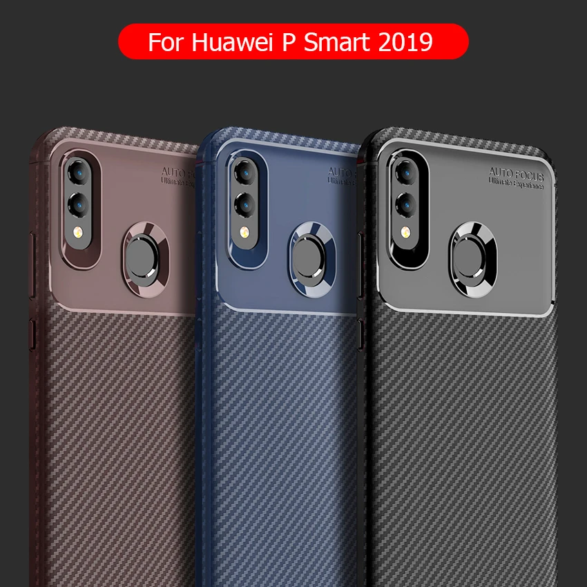 Чехол для Huawei P Smart 2019 из углеродного волокна Мягкая силиконовая Противоударная