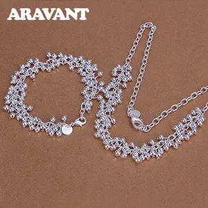 Горячая Распродажа ювелирных изделий из серебра 925 пробы модный гладкий виноград бусины шар браслет ожерелье для женщин свадебный аксессуар