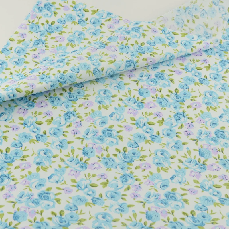 Floral Cotton Fabric Sewing Cloth Crafts Bedding Decoration Teramila Fabrics Home Textile Tissue Light Blue Patchwork Quilting | Дом и сад