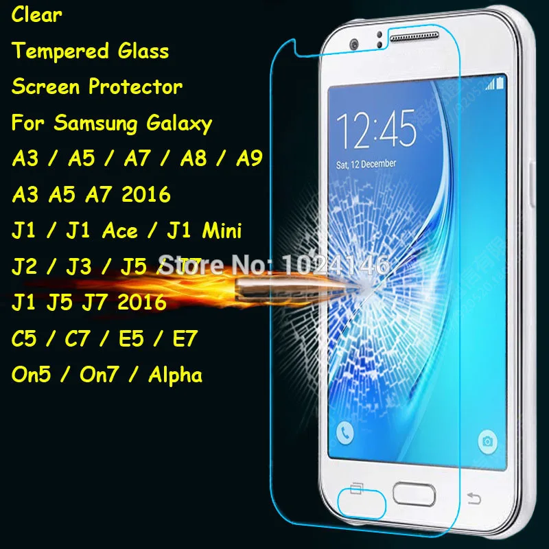 Закаленное стекло для защиты экрана Samsung Galaxy A3 A5 A7 A8 A9 C5 C7 E5 E7 J1 Mini Ace J2 J3 J5 J7 2016 On5