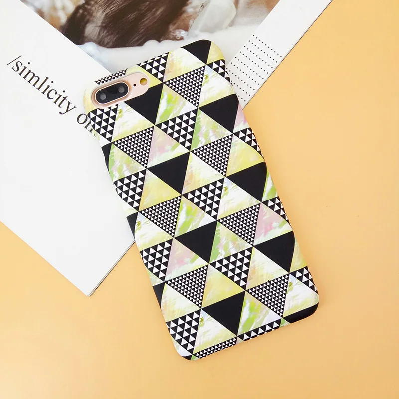 Fashion Geometry Triangle Pattern Mobile Phone Case for iPhone X 1Ultra Thin Matte Hard PC Cover 7 8 6 6S Plus |