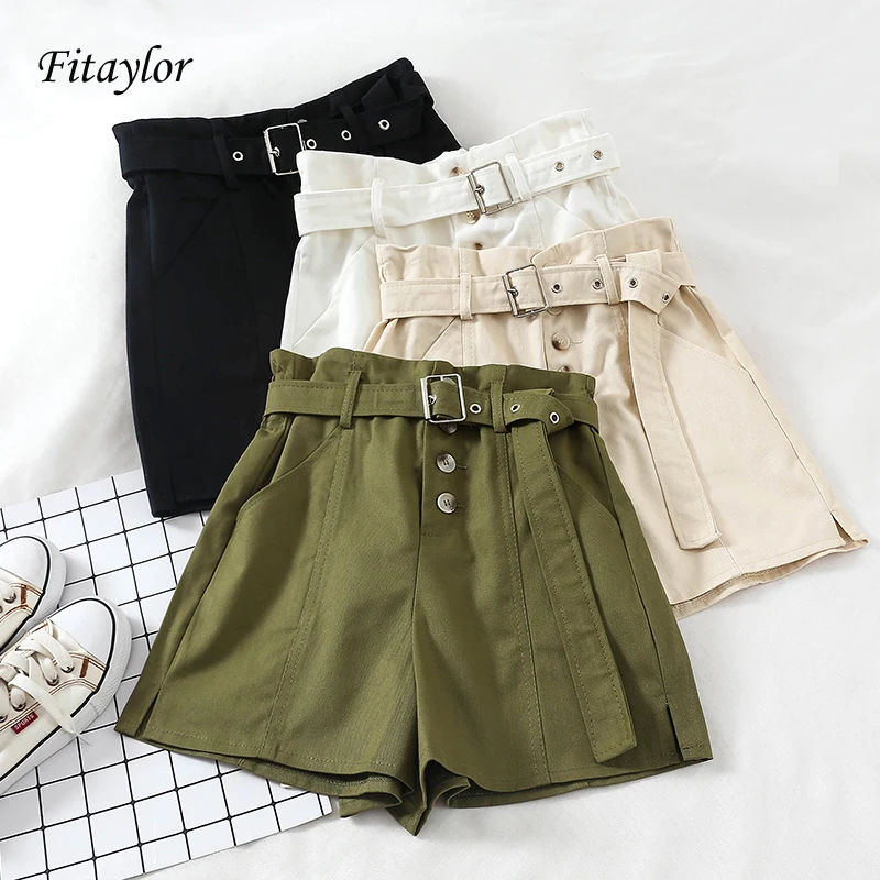 Женские шорты ftaylor летние повседневные с высокой талией и поясом свободные