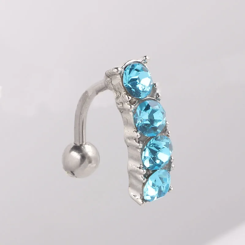 Пупка Кольцо серебро 4 драгоценный камень пирсинг тела пупок кольцо ювелирные