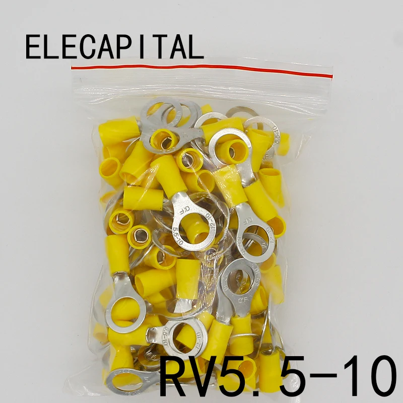 RV5.5 10 желтое кольцо изолированный клеммный костюм 4 6mm2 кабельный провод