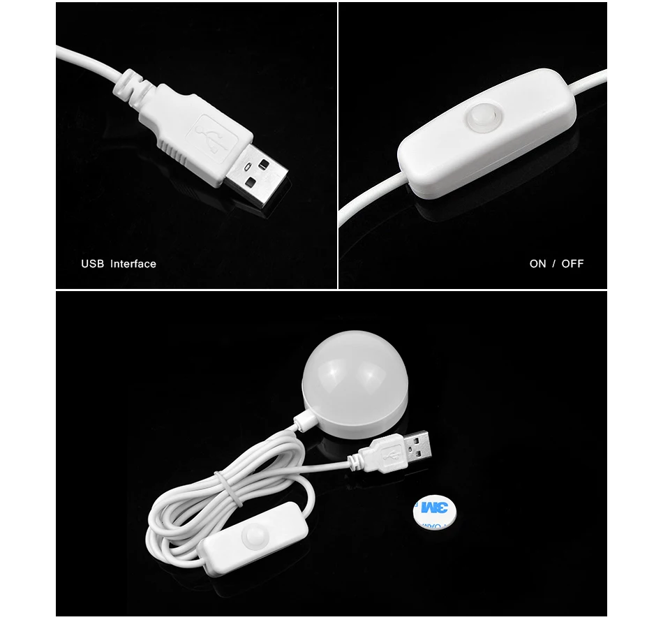 1 шт. Портативный USB блок питания 5 Вт Светодиодный настольный светильник для настольной лампы для чтения кемпинга аварийный ночной потолочный свет с переключателем ВКЛ/ВЫКЛ