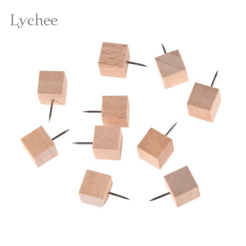 Lychee Life 10 шт./компл. деревянные квадратные круглые креативные штифты Thumbtack DIY