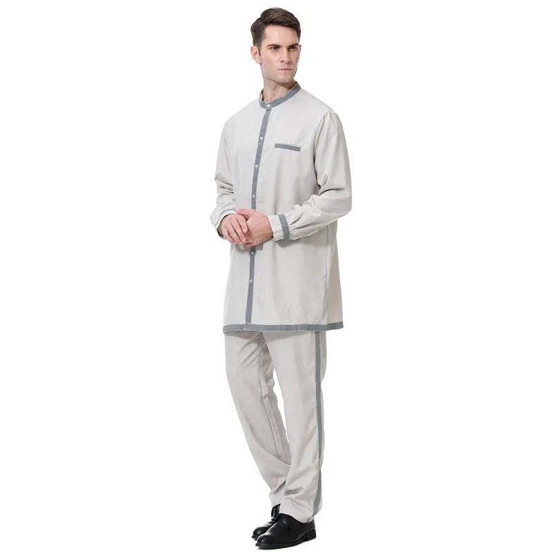 Muslim Men Robes Set Long-Sleeved Top + Trousers Two-Piece Suit Islamic Clothing Arabic Kaftan | Тематическая одежда и