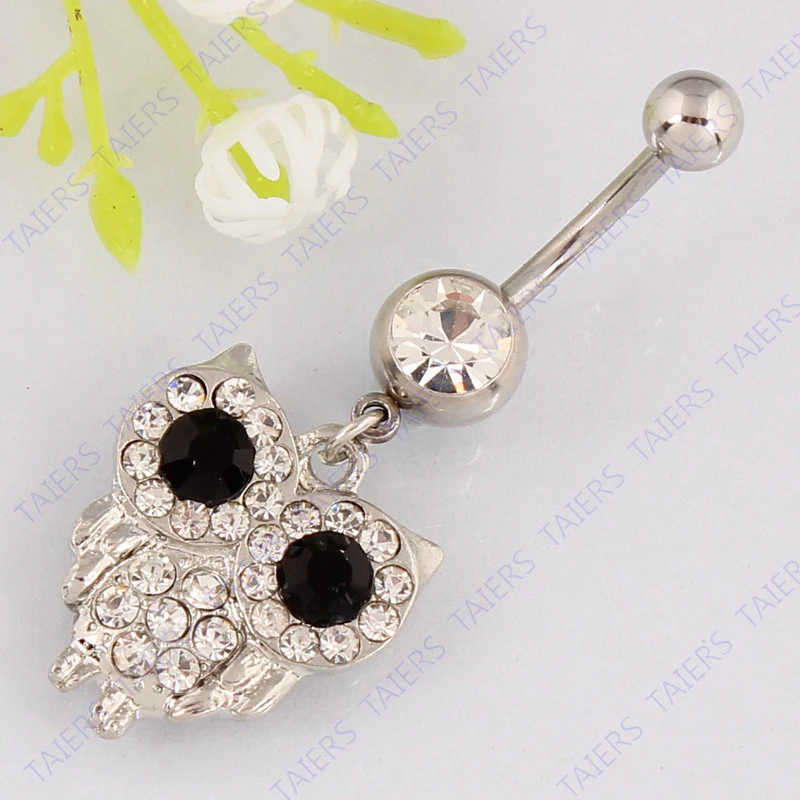 Кольцо для пирсинга пупка в виде совы кольцо 14 г хирургический стальной стержень