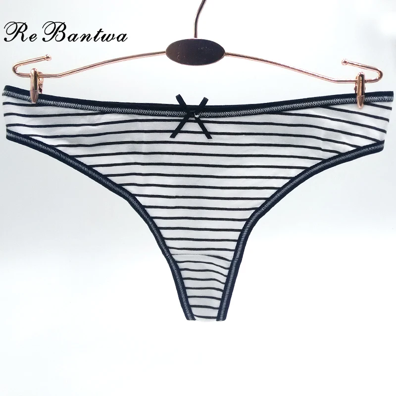 Женские полосатые хлопковые стринги g-string сексуальные трусики в полоску с