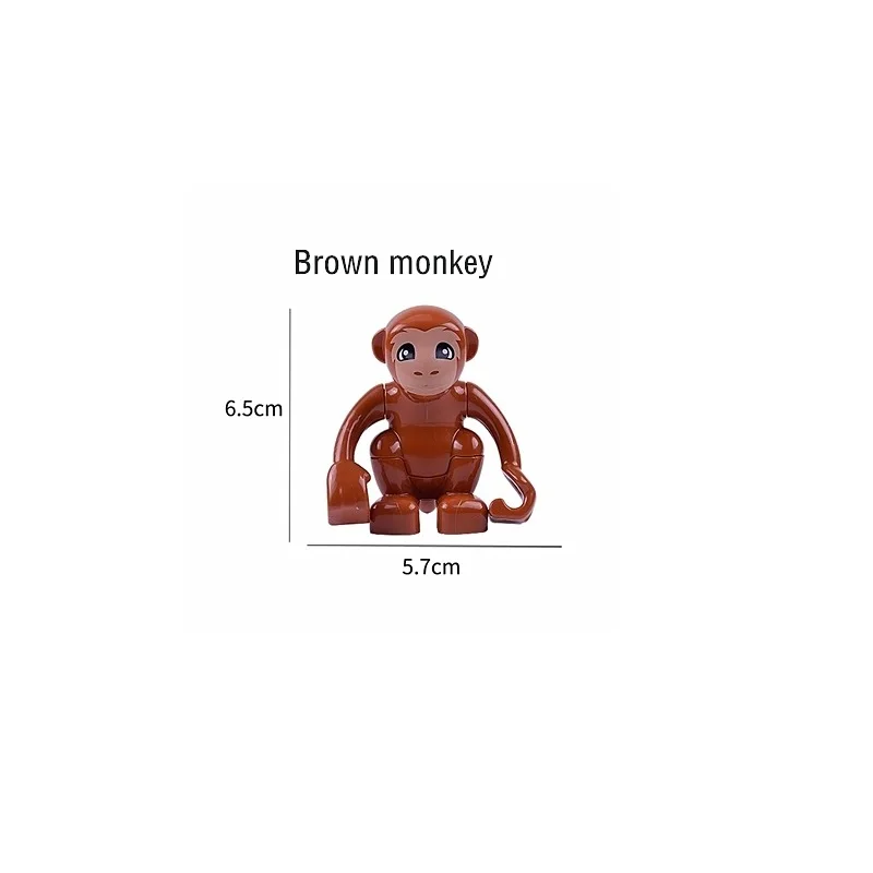 brown monkey Животные модели серии Фигурки большие Кирпичи Строительные животные мир совместим с Duploed блоки детские развивающие игрушки Детский подарок - Цвет: brown monkey