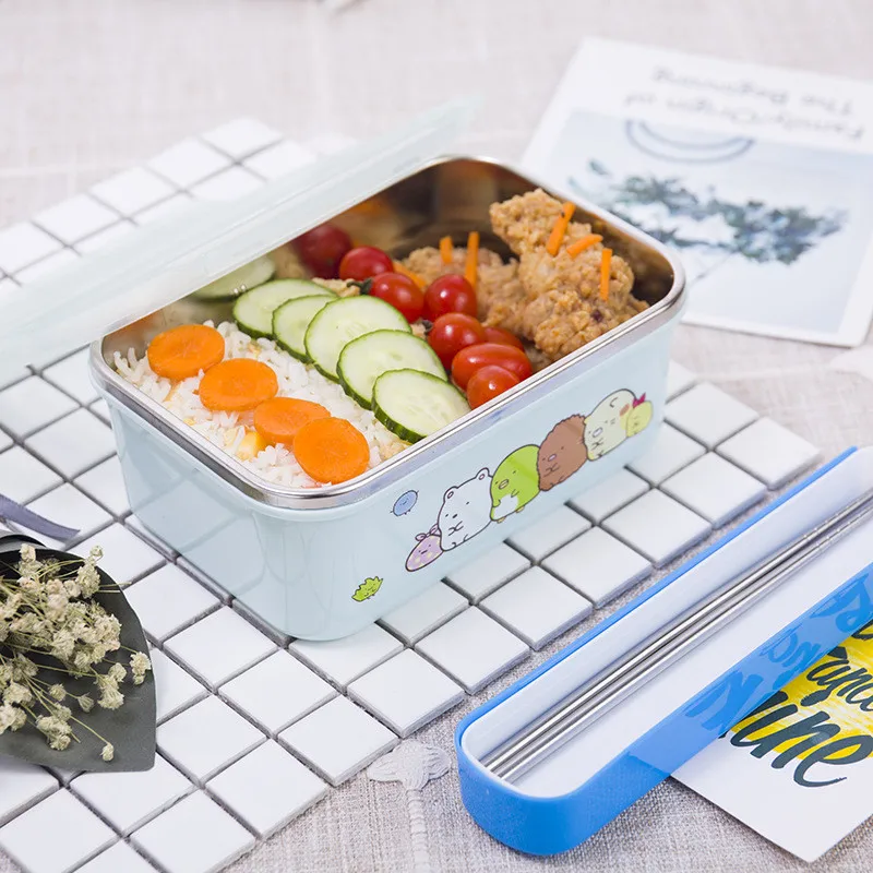 Ланч-бокс из нержавеющей стали коробки Bento Microwavable герметичные s Набор посуды 800 мл