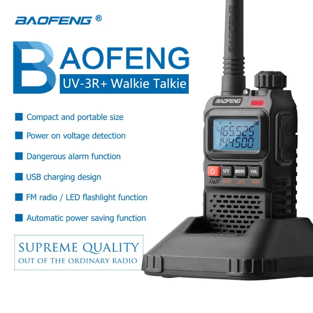 2 шт. Baofeng UV 3R Plus портативная рация UHF VHF + CB радио VOX фонарик мини FM трансивер Ham Радио