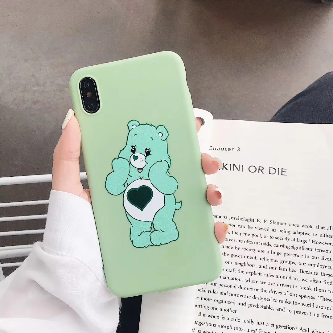 INS корейский милый мультяшный чехол с медведем радугой для Apple iPhone X XS Max Xr 8 7 6 6 s Plus Модный мягкий чехол для телефона из ТПУ