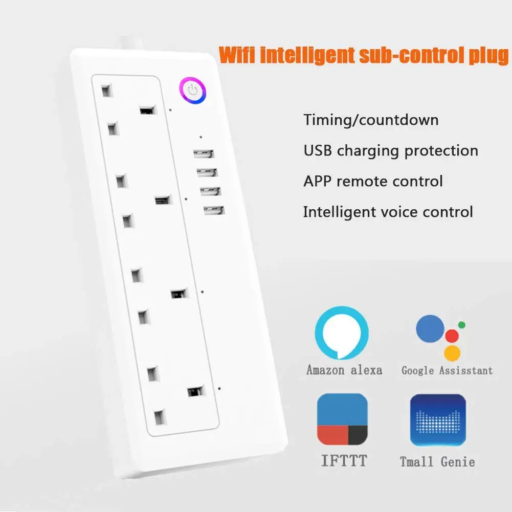 Удлинитель с Wi Fi 4 розетки USB совместимый Amazon Alexa Google Home Nanayaya|Умные розетки| |