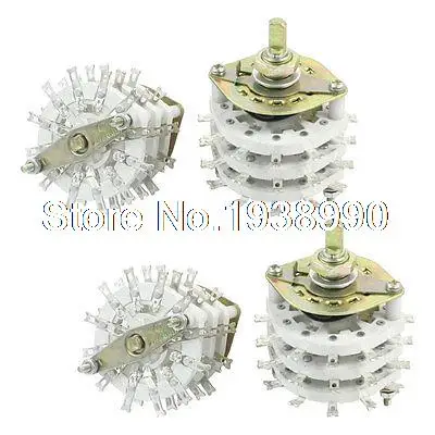 

4pcs 10mm Mounting Hole Dia 9P3T 3 Deck 36Pins Band Channel Rotary Switch