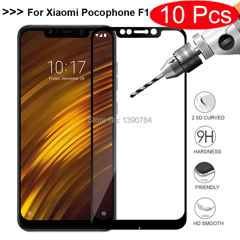 10 шт. полностью покрытое закаленное стекло 2 5 D для Xiaomi Pocophone F1 6 18 &quotЭкран