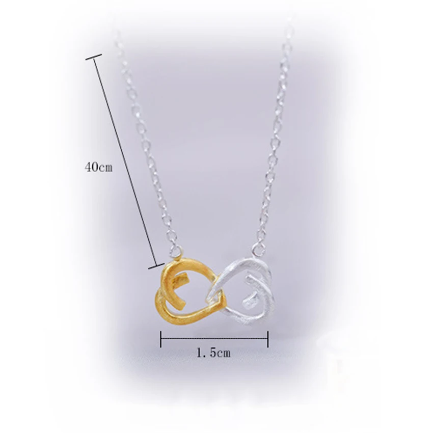 Kinitial New 925 Silver Double Heart Link Necklaces Infinity Kont Pendants Necklace Women Valentine Lover Gift Jewelry | Украшения и