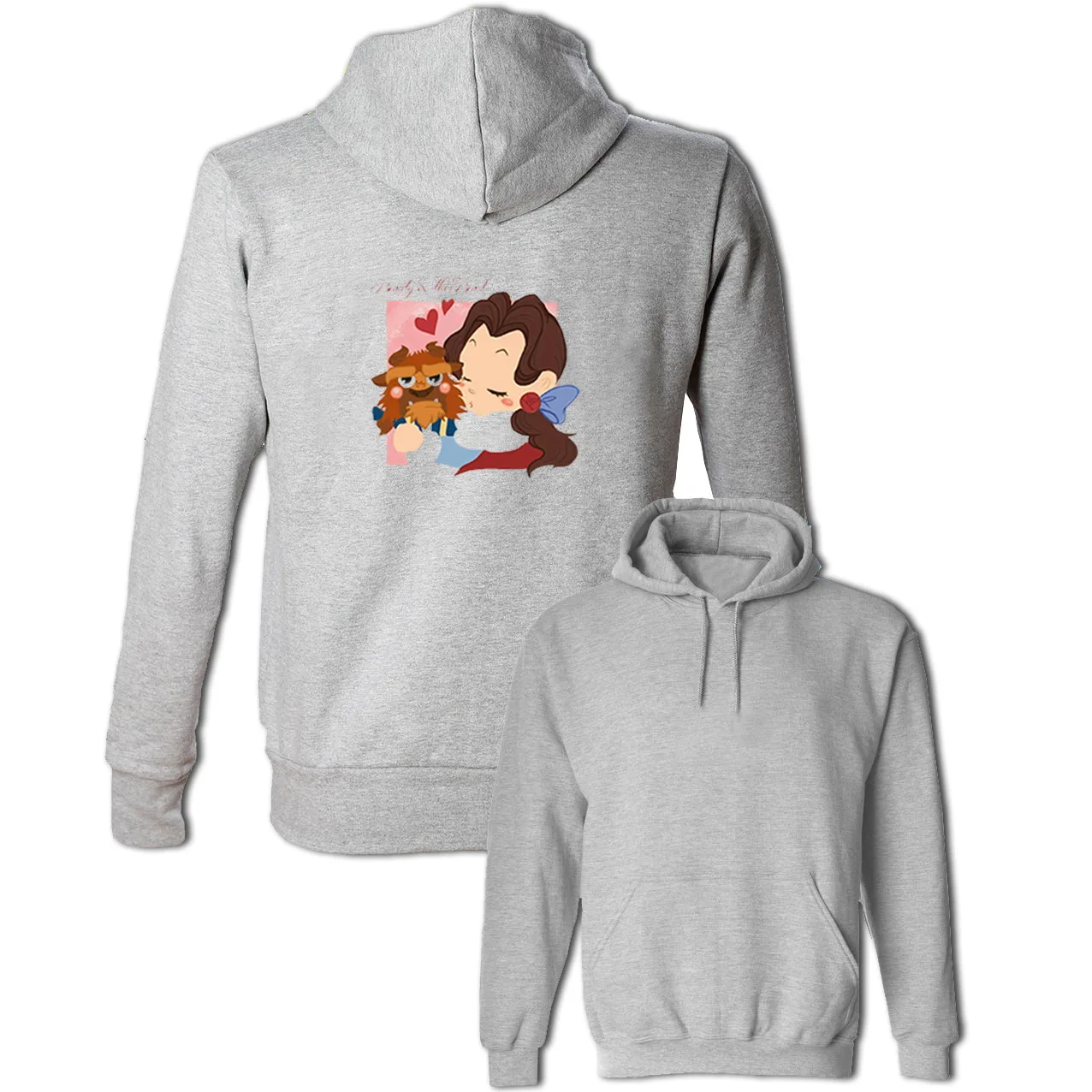 Милые толстовки в стиле Харадзюку с изображением красавицы и чудовища Женские