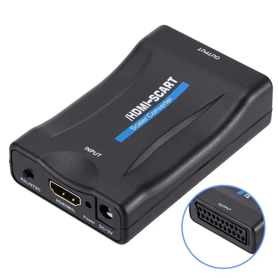 1080p HDMI к SCART Аудио Видео 3 Вт конвертер переключает формат вывода CVBS. С адаптером USB