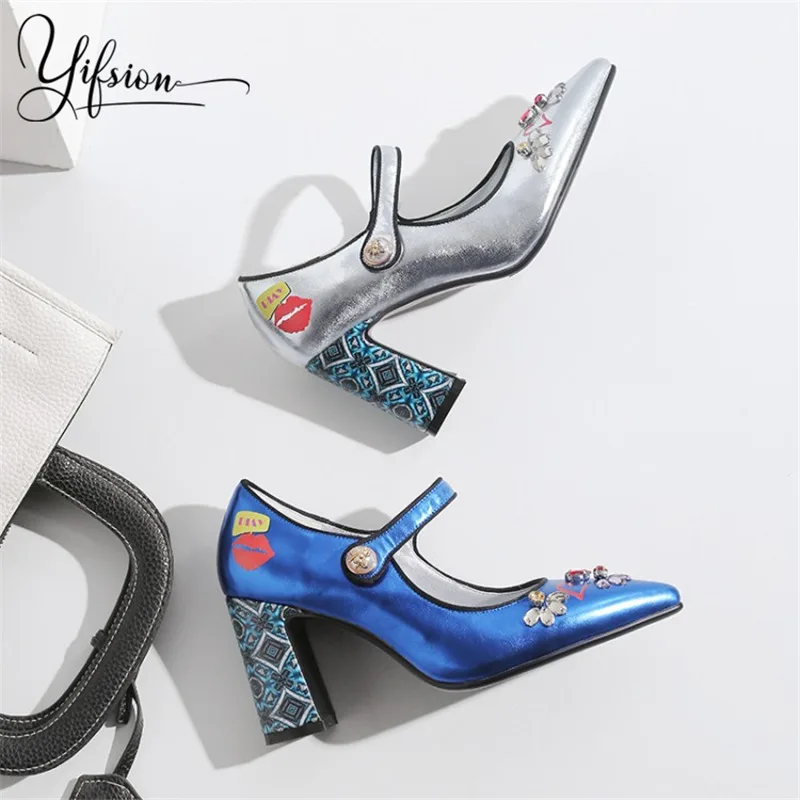 OLOME; Новинка; сезон весна-лето; женские туфли-лодочки с мягкой поверхностью; пикантные женские туфли-лодочки с острым носком и пряжкой на не сужающемся книзу массивном высоком каблуке; женская обувь для вечеринок