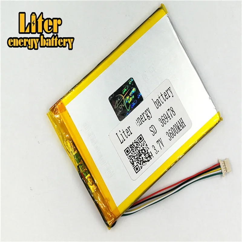 1 0 мм 5pin разъем 369478 перезаряжаемый высококачественный LiPo 3 7 v 3600mAh планшетный ПК