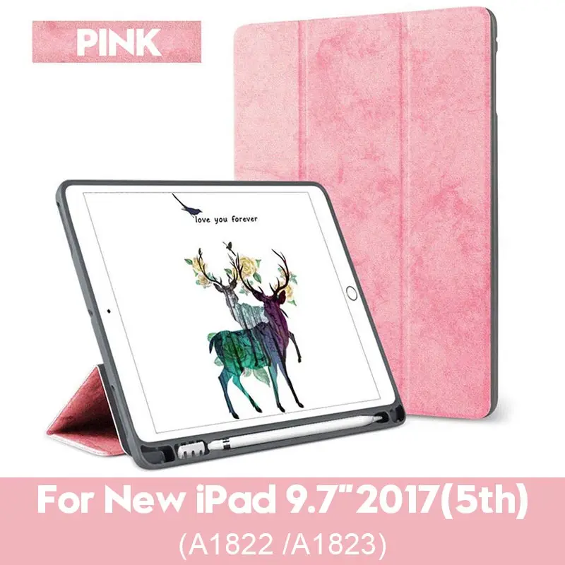 2017 9.7 Pink Чехол для iPad 9,7 с карандашом, умный чехол, магнитная подставка, силиконовый чехол для Apple iPad, 9,7 дюймов - Цвет: 2017 9.7 Pink