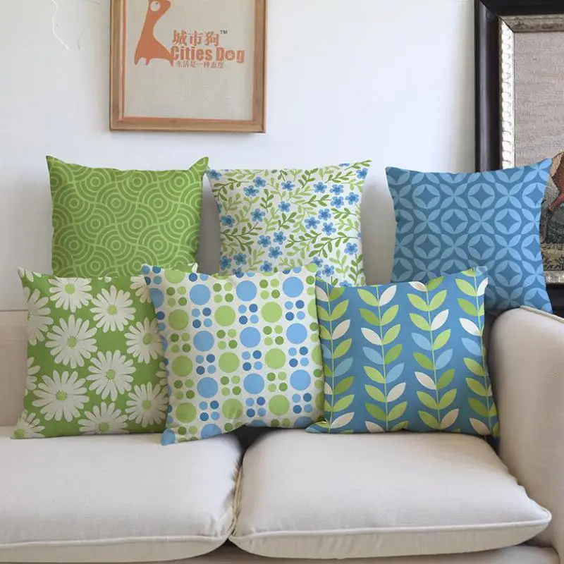 Современная Простота зеленый геометрические узоры подушка офис диван стул