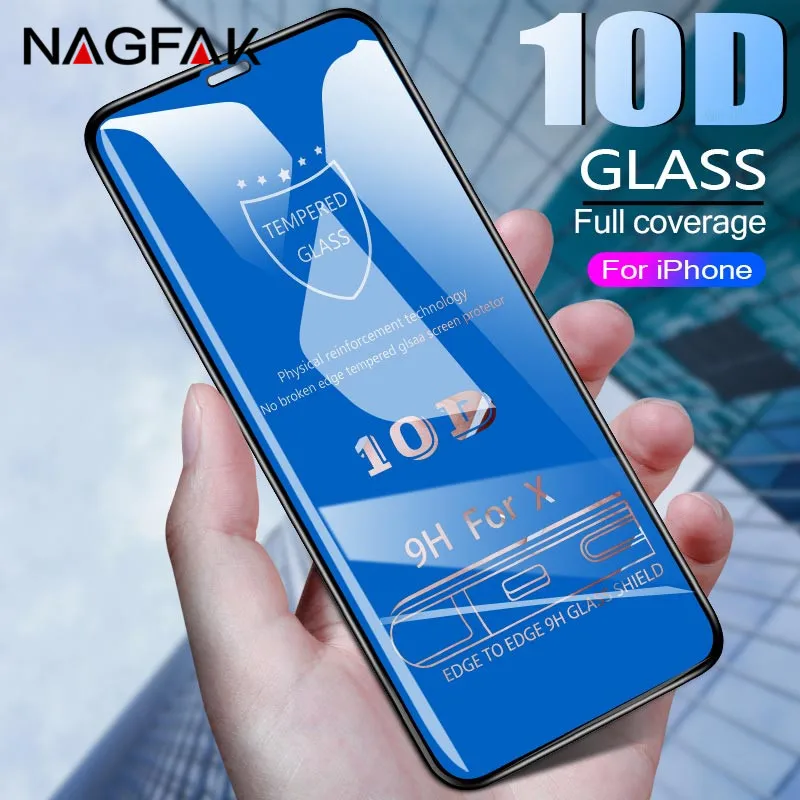10D закаленное стекло для iPhone X 10 7 8 6 6s Plus защита экрана полное покрытие Защитное стекло для iPhone 6 6s стеклянная пленка