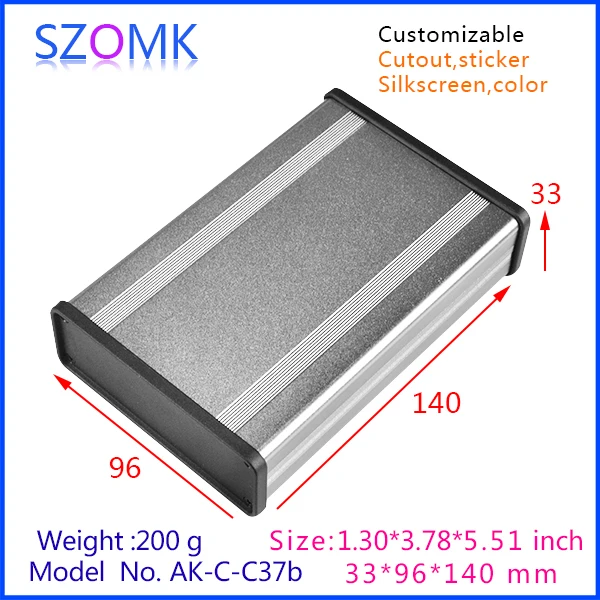 

szomk aluminum distribution extruded enclosure (10 pcs) 33*96*140mm dark grey aluminum housing box, aluminum amplifier boxes