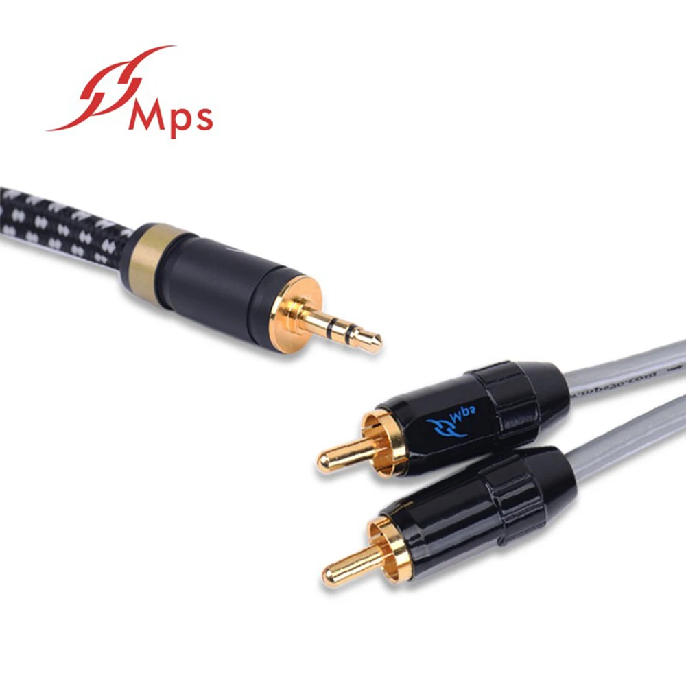 Кабель для динамиков MPS с разъемом 3 5 мм на 2 RCA Hi Fi 99.9997% OCC 24 К золотым покрытием|3.5mm