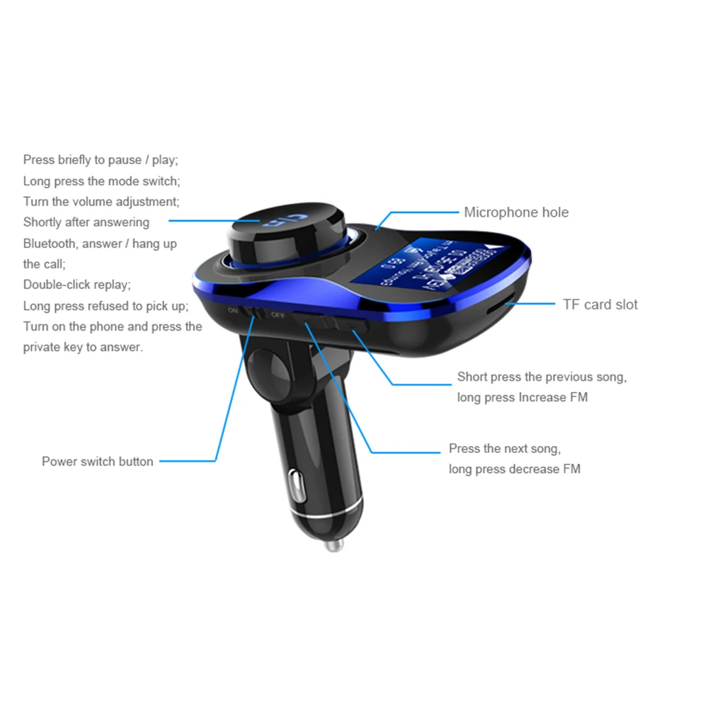 Nulaxy Bluetooth fm передатчик Беспроводной модулятор с Мощность переключатель