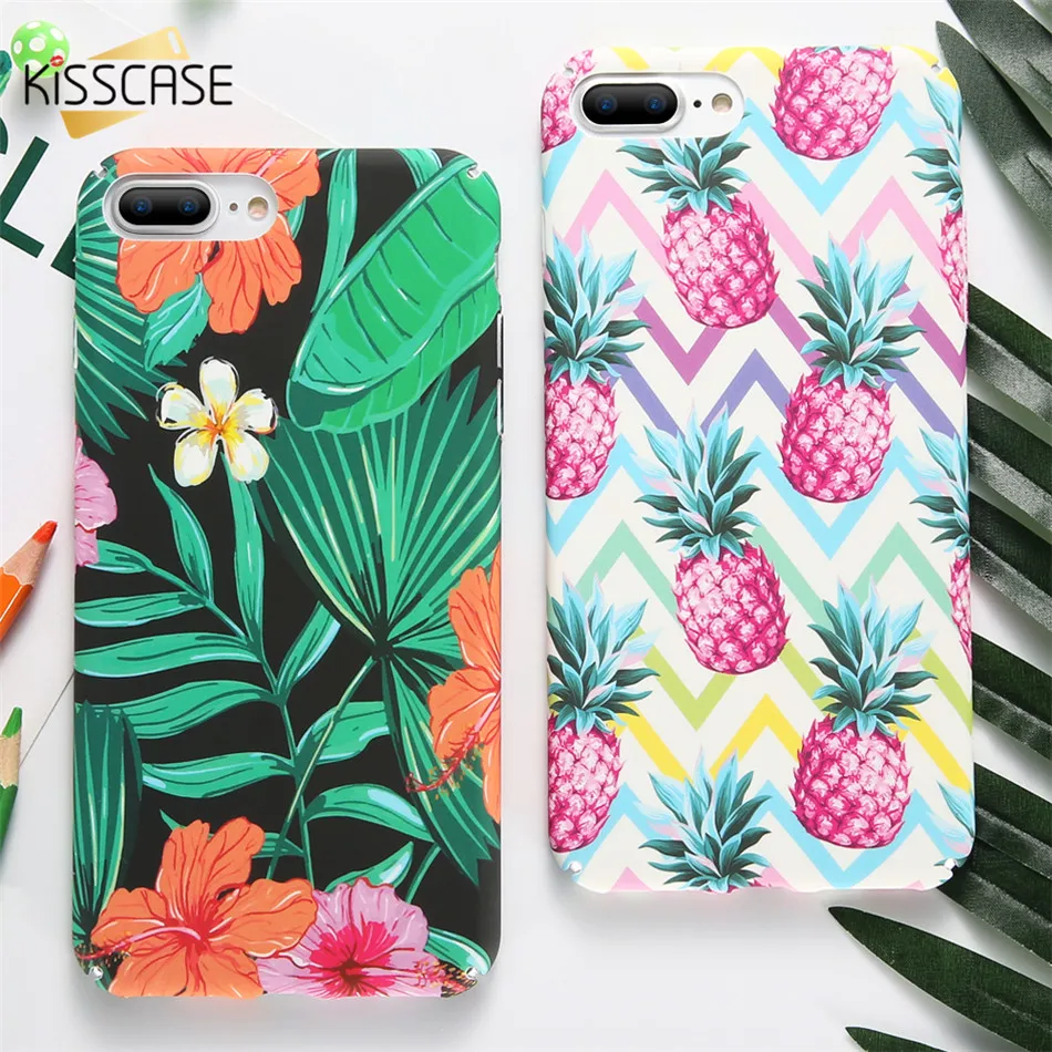 KISSCASE кактус шаблон телефон чехол для iPhone 6 6S 7 8 Plus милый ананас Жесткий ПК X 5 5S